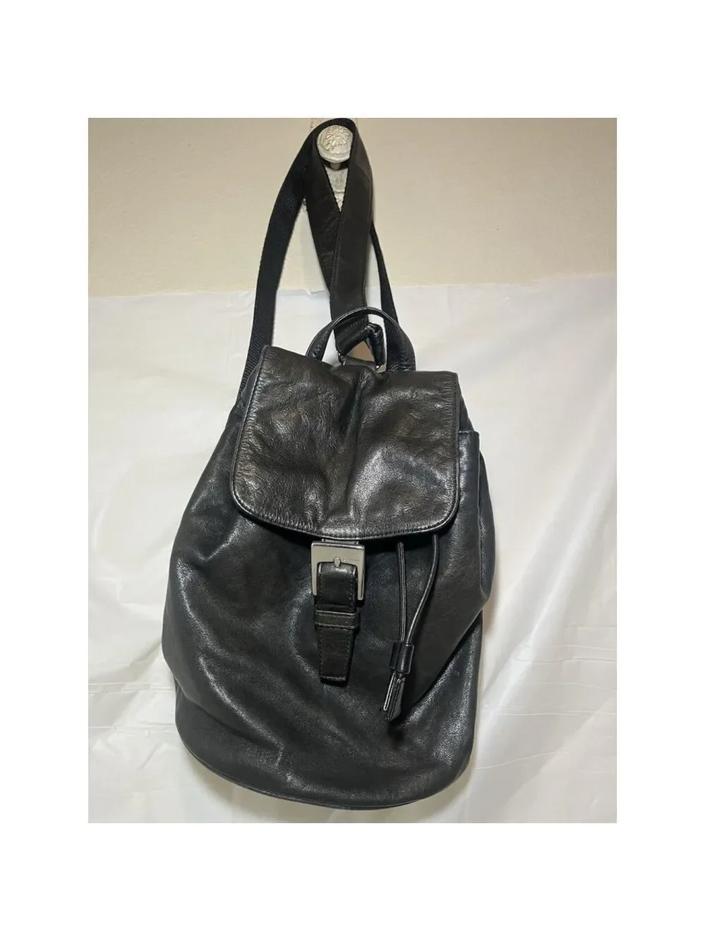vintage DKNY Donna Karan leather backpack Y2K